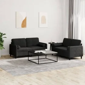 Juego de sofás con cojines 2 piezas terciopelo negro by , Sofas - Ref: Foro24-3201999, Price: 442,16 €, Discount: %