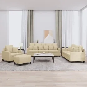 Juego de sofás con cojines 4 piezas tela crema von , Sofas - Ref: Foro24-3201642, Preis: 663,27 €, Rabatt: %