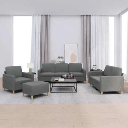 Juego de sofás con cojines 4 piezas tela gris oscuro by , Sofas - Ref: Foro24-3202063, Price: 672,28 €, Discount: %