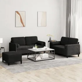 Juego de sofás con cojines 3 piezas terciopelo negro by , Sofas - Ref: Foro24-3202009, Price: 485,72 €, Discount: %
