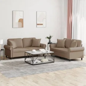 Juego de sofás con cojines 2 piezas cuero sintético capuchino von , Sofas - Ref: Foro24-3202164, Preis: 481,89 €, Rabatt: %