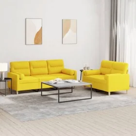 Juego de sofás con cojines 2 piezas tela amarillo claro von , Sofas - Ref: Foro24-3201621, Preis: 457,42 €, Rabatt: %