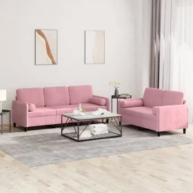 Juego de sofás con cojines 2 piezas terciopelo rosa by , Sofas - Ref: Foro24-3202037, Price: 581,18 €, Discount: %