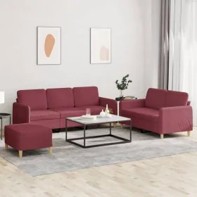 Juego de sofás con cojines 3 piezas tela rojo tinto by , Sofas - Ref: Foro24-3202132, Price: 463,66 €, Discount: %