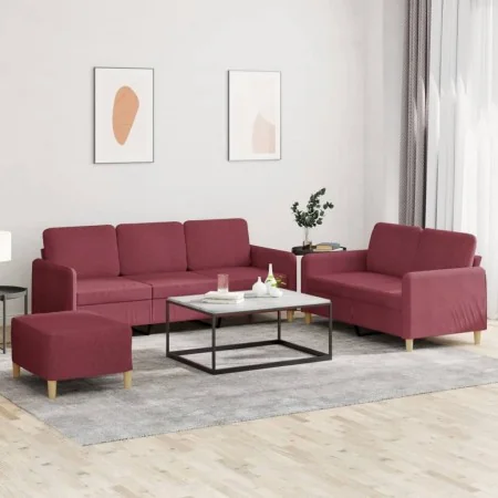 Juego de sofás con cojines 3 piezas tela rojo tinto by , Sofas - Ref: Foro24-3202132, Price: 463,66 €, Discount: %
