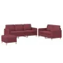 Juego de sofás con cojines 3 piezas tela rojo tinto by , Sofas - Ref: Foro24-3202132, Price: 463,66 €, Discount: %