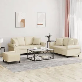 Juego de sofás con cojines 3 piezas cuero sintético color crema by , Sofas - Ref: Foro24-3202166, Price: 494,71 €, Discount: %