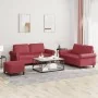 Juego de sofás con cojines 3 piezas cuero sintético rojo tinto by , Sofas - Ref: Foro24-3202158, Price: 481,35 €, Discount: %