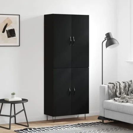 Aparador alto madera contrachapada negro 69,5x34x180 cm de , Aparadores - Ref: Foro24-3198058, Precio: 152,30 €, Descuento: %