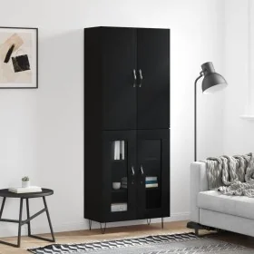 Aparador alto madera contrachapada negro 69,5x34x180 cm by , Sideboards - Ref: Foro24-3198066, Price: 167,88 €, Discount: %