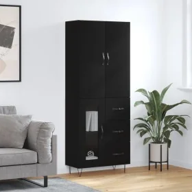 Aparador alto madera contrachapada negro 69,5x34x180 cm by , Sideboards - Ref: Foro24-3198098, Price: 174,58 €, Discount: %