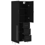 Aparador alto madera contrachapada negro 69,5x34x180 cm de , Aparadores - Ref: Foro24-3198098, Precio: 174,57 €, Descuento: %