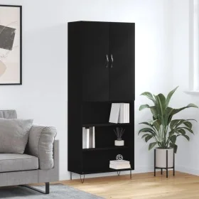 Aparador alto madera contrachapada negro 69,5x34x180 cm by , Sideboards - Ref: Foro24-3198114, Price: 136,45 €, Discount: %