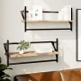 Estantes de pared con barras 2 uds roble Sonoma 65x25x30 cm by , Shelves and shelves - Ref: Foro24-836244, Price: 30,46 €, Di...