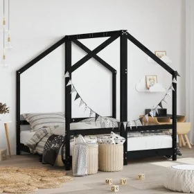 Estructura de cama de niños madera de pino negro 2x(70x140) cm by , Cribs and beds for children - Ref: Foro24-3200594, Price:...