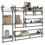 Estantes pared con barras 6 pzas madera ingeniería gris Sonoma by , Shelves and shelves - Ref: Foro24-836271, Price: 68,37 €,...