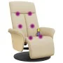 Sillón reclinable de masaje con reposapiés tela color crema by , Armchairs - Ref: Foro24-356539, Price: 259,81 €, Discount: %