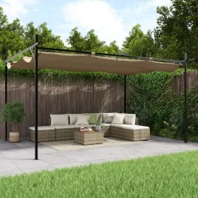 Pérgola con cubierta retráctil gris taupe 395x292x230 cm by , Tents and gazebos - Ref: Foro24-360118, Price: 277,59 €, Discou...