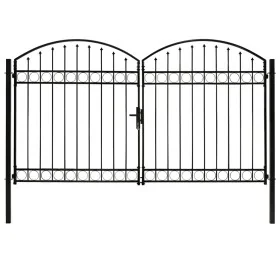 Cancela de valla doble puerta con arco acero negro 300x200 cm von , Gartentore - Ref: Foro24-146341, Preis: 503,88 €, Rabatt: %