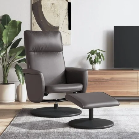 Sillón reclinable con reposapiés cuero sintético gris by , Armchairs - Ref: Foro24-356551, Price: 165,76 €, Discount: %