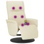 Sillón reclinable masaje con reposapiés cuero sintético crema by , Armchairs - Ref: Foro24-356553, Price: 229,39 €, Discount: %