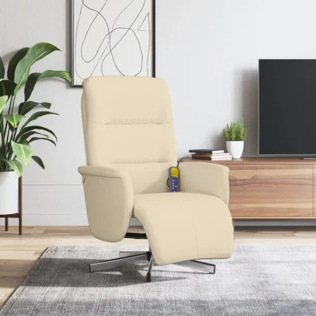 Sillón reclinable de masaje con reposapiés tela color crema by , Armchairs - Ref: Foro24-356579, Price: 231,45 €, Discount: %