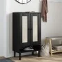 Zapatero SENJA aspecto ratán madera maciza negro 59,5x35x107cm de , Zapateros y organizadores de calzado - Ref: Foro24-358051...