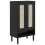 Zapatero SENJA aspecto ratán madera maciza negro 59,5x35x107cm de , Zapateros y organizadores de calzado - Ref: Foro24-358051...
