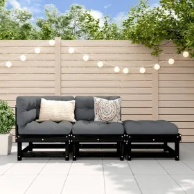 Juego de muebles de jardín 3 pzas madera maciza de pino negro by , Modular outdoor sofas - Ref: Foro24-825412, Price: 196,48 ...