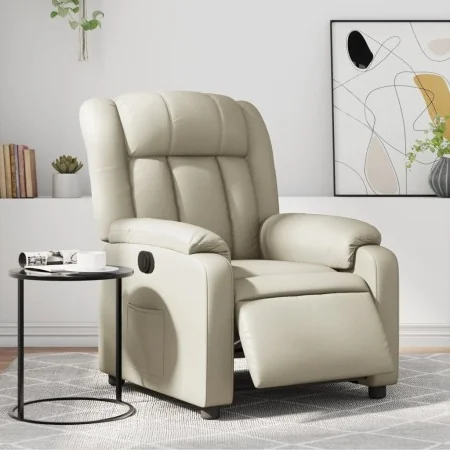 Sillón reclinable eléctrico de cuero sintético crema by , Armchairs - Ref: Foro24-3205251, Price: 299,67 €, Discount: %