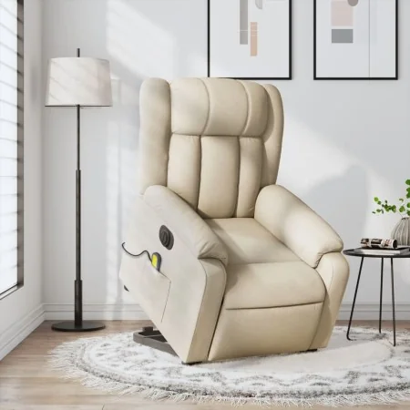 Sillón de masaje eléctrico reclinable elevable tela crema by , Armchairs - Ref: Foro24-3205361, Price: 385,43 €, Discount: %
