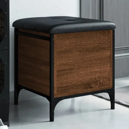 Banco con almacenaje madera ingeniería roble marrón 42x42x45 cm by , Benches for halls and storage - Ref: Foro24-835136, Pric...