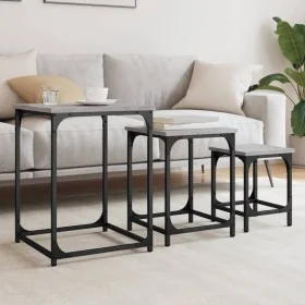 Mesas de centro apilables 3 pzas madera ingeniería gris Sonoma by , Coffee table - Ref: Foro24-838926, Price: 54,35 €, Discou...