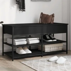 Banco zapatero madera de ingeniería negro 100x42,5x50 cm by , Benches for halls and storage - Ref: Foro24-839033, Price: 90,6...