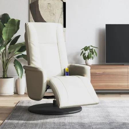 Sillón reclinable masaje con reposapiés cuero sintético crema by , Armchairs - Ref: Foro24-356513, Price: 232,77 €, Discount: %