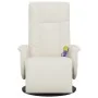 Sillón reclinable masaje con reposapiés cuero sintético crema by , Armchairs - Ref: Foro24-356513, Price: 232,77 €, Discount: %