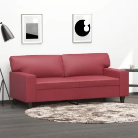 Sofá de 2 plazas de cuero sintético rojo vino 140 cm by , Sofas - Ref: Foro24-359420, Price: 280,32 €, Discount: %