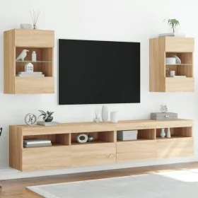 Muebles TV de pared luces LED 2 uds roble Sonoma 40x30x60,5 cm von , TV-Möbel - Ref: Foro24-837083, Preis: 92,15 €, Rabatt: %