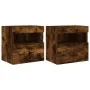 Muebles TV de pared luces LED 2 uds roble ahumado 40x30x40 cm by , TV Furniture - Ref: Foro24-837178, Price: 63,13 €, Discoun...