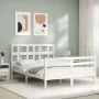 White solid wood bed frame with headboard 140x190 cm by vidaXL, Beds and slatted bases - Ref: Foro24-3194812, Price: 130,72 €...