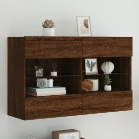 Mueble TV de pared con luces LED roble marrón 98,5x30x60,5 cm von , TV-Möbel - Ref: Foro24-837112, Preis: 93,01 €, Rabatt: %