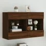 Mueble TV de pared con luces LED roble marrón 98,5x30x60,5 cm by , TV Furniture - Ref: Foro24-837112, Price: 93,01 €, Discoun...