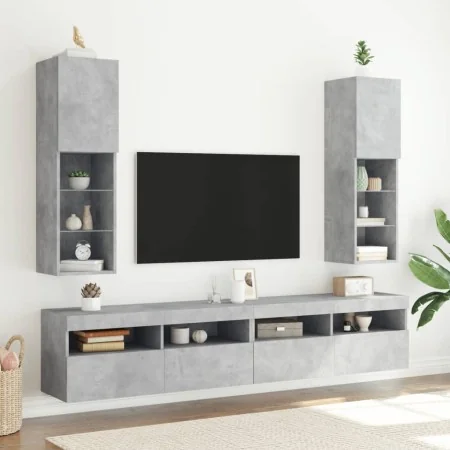 Muebles de TV con luces LED 2 uds gris hormigón 30,5x30x102 cm von , TV-Möbel - Ref: Foro24-837022, Preis: 102,95 €, Rabatt: %