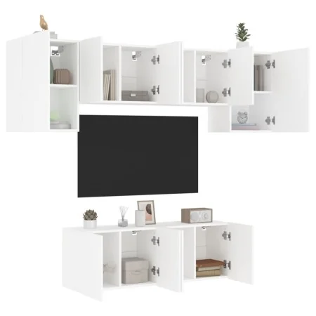 Muebles de TV de pared 6 piezas madera de ingeniería blanco by , TV Furniture - Ref: Foro24-3216439, Price: 219,17 €, Discoun...