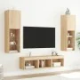 Muebles TV pared con LED 5 pzas madera ingeniería roble Sonoma by , TV Furniture - Ref: Foro24-3216606, Price: 160,92 €, Disc...