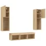 Muebles TV pared con LED 5 pzas madera ingeniería roble Sonoma by , TV Furniture - Ref: Foro24-3216606, Price: 160,92 €, Disc...