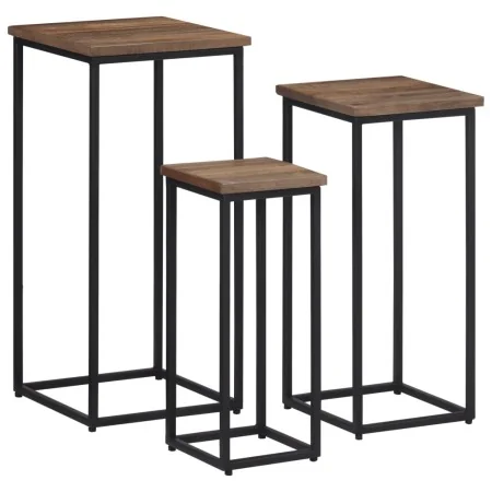 Soportes para plantas 3 unidades madera maciza de teca de , Soportes para macetas - Ref: Foro24-358537, Precio: 147,49 €, Des...