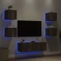Muebles de TV de pared con luces LED 5 piezas roble ahumado von , TV-Möbel - Ref: Foro24-3216864, Preis: 163,05 €, Rabatt: %