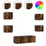 Muebles de TV de pared con luces LED 5 piezas roble ahumado von , TV-Möbel - Ref: Foro24-3216864, Preis: 163,05 €, Rabatt: %