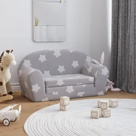 Sofá de niños de 2 plazas felpa suave gris claro con estrellas von , Baby- und Kleinkindmöbel - Ref: Foro24-356998, Preis: 72...